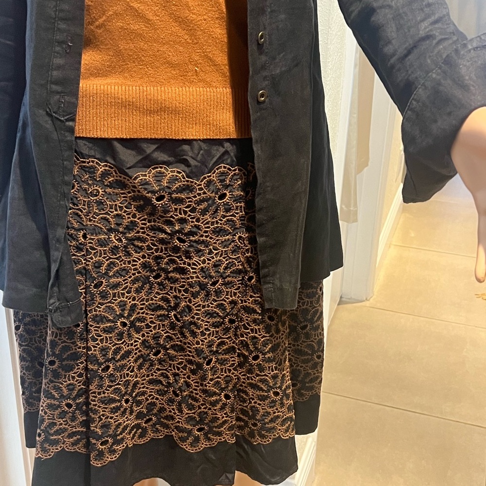 BEAUTIFUL ISHYU EMBROIDERED BLACK AND BROWN SKIRT